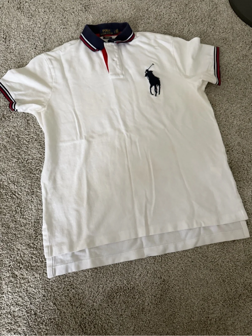Ralph Lauren Big Pony Custom Fit White Polo Shirt